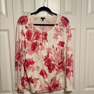 Talbots Floral Cardigan in Red and Pink